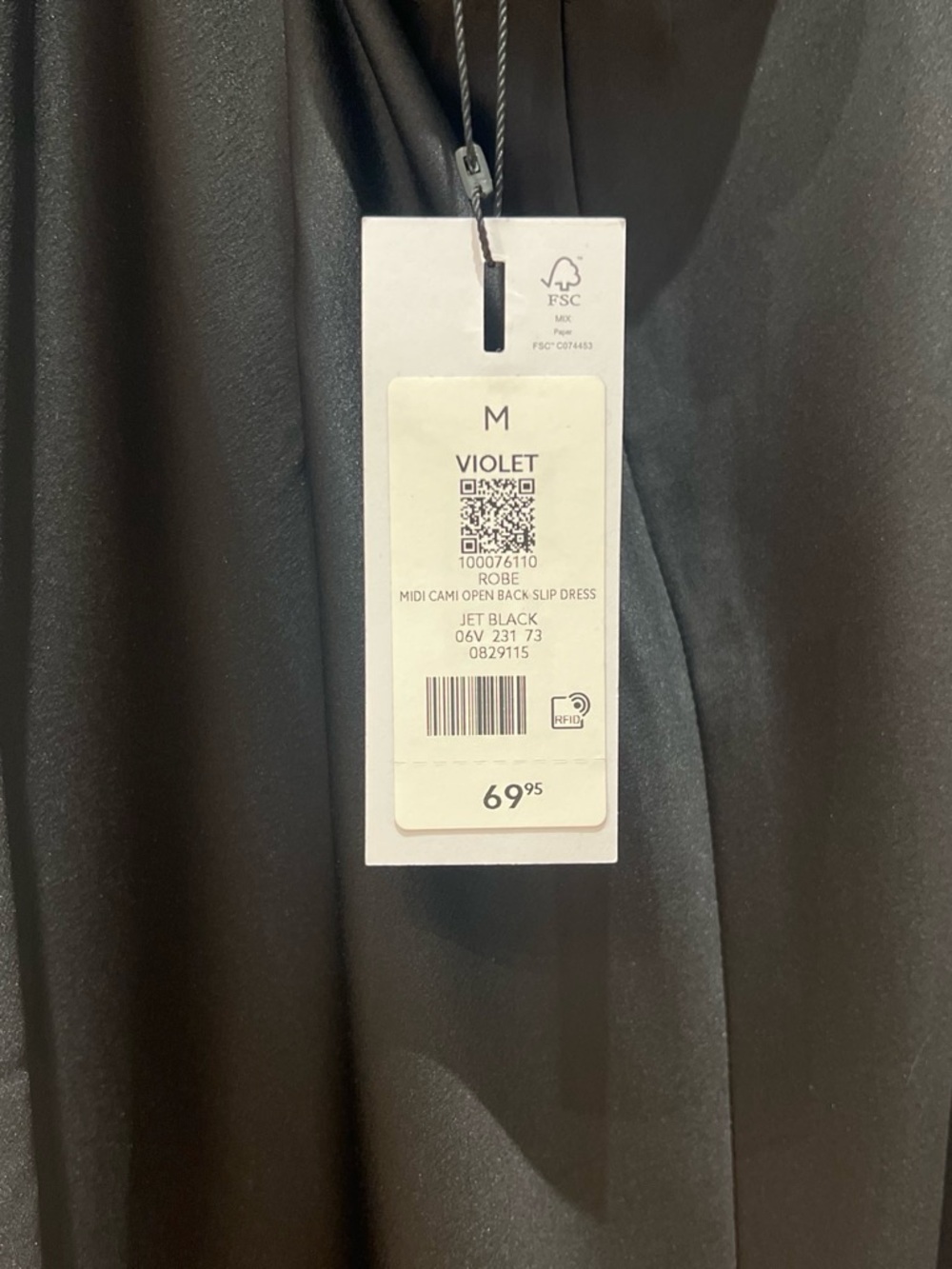 Dynamite Black Satin Midi Slip Dress with Spaghetti Straps - Picture 5 of 5